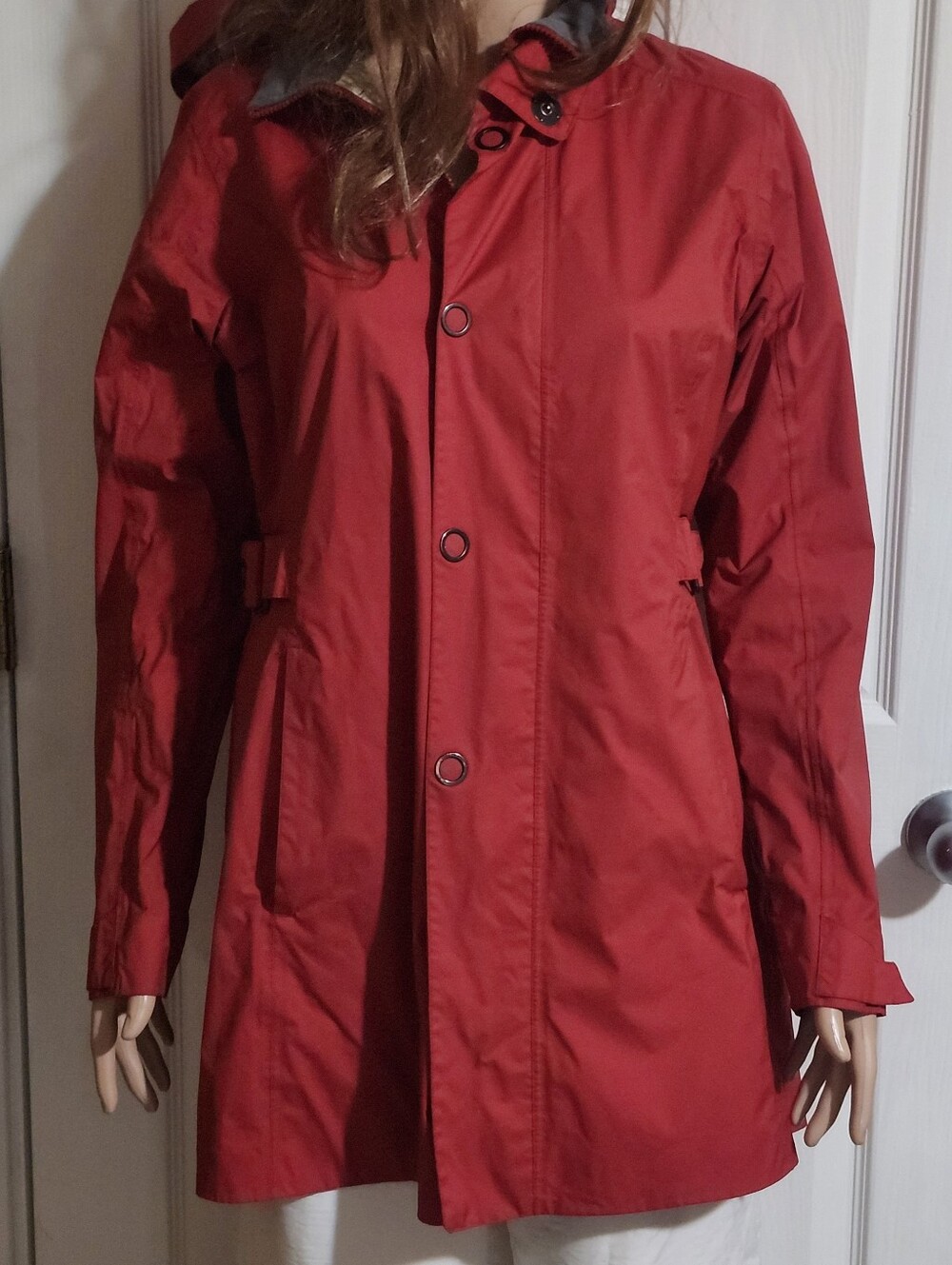 Rei Womens Red Midlength Rain Jacket